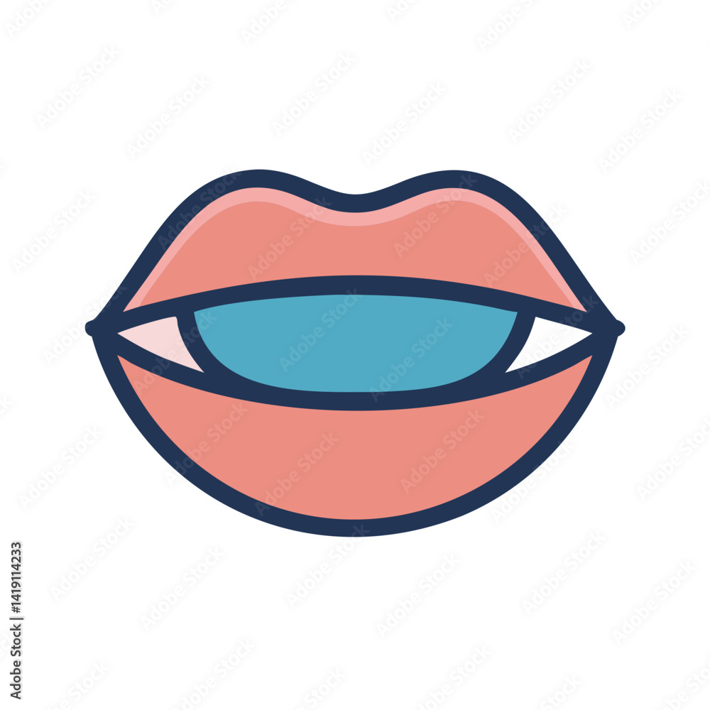 Vampire lips with sharp fangs, Halloween vector icon Vampire lips with sharp fangs, Halloween vector icon
