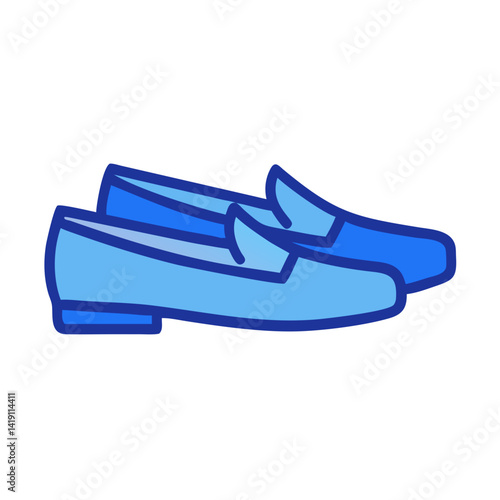 Blue loafer shoes icon illustration on black background
