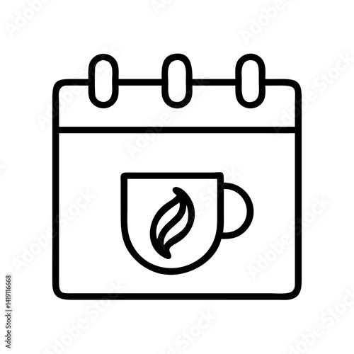 Schedule tea time calendar appointment reminder planner tea break meeting date icon vector