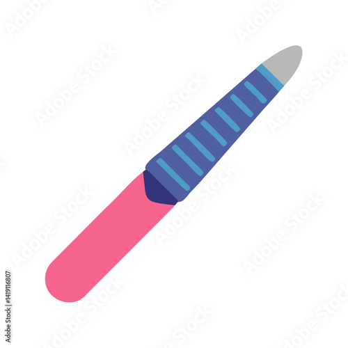 Colorful Nail File with Pink Handle on Black