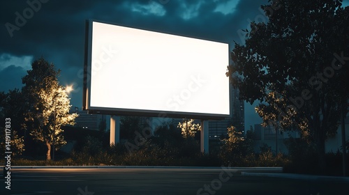 Billboard mockup blank outdoor advertising night template city street urban advertisement signage