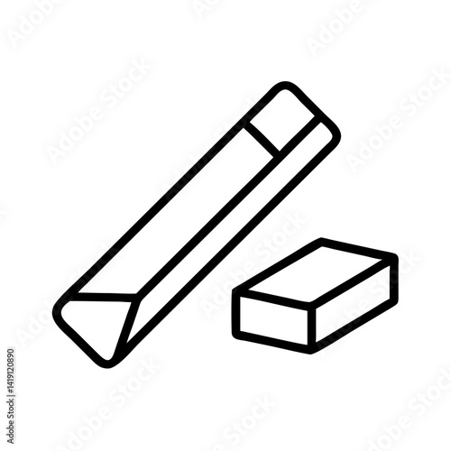 Vector icon of drafting tools including triangular scale ruler and eraser for design work
