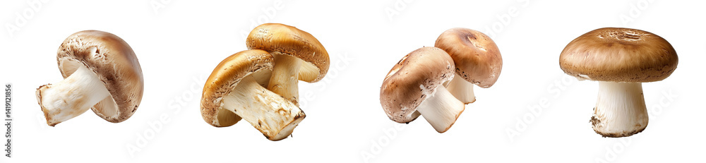 Cremini mushrooms group, edible, cooking ingredient, raw, cut out transparent Cremini mushrooms group, edible, cooking ingredient, raw, cut out transparent