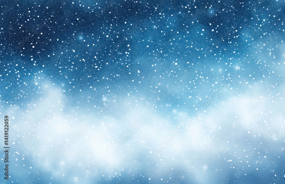 Fototapeta premium Winter Christmas snowflake background with bokeh lights and soft blue white tones