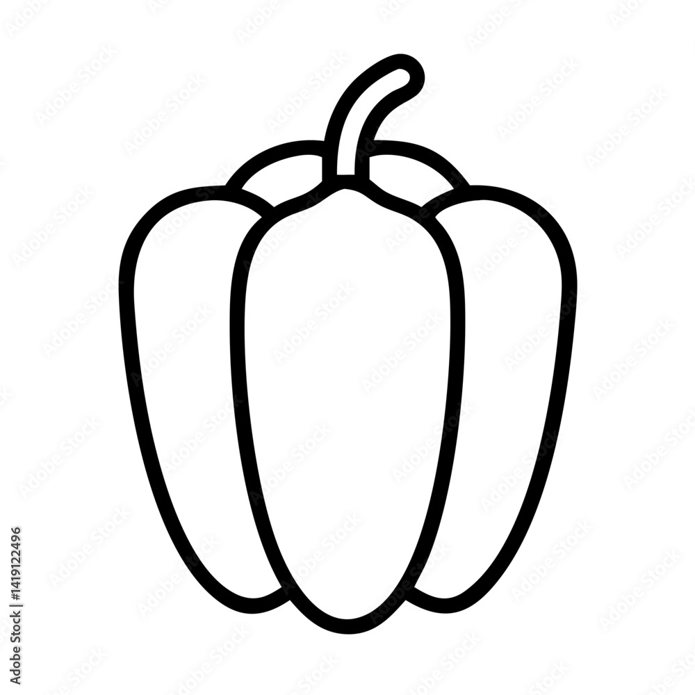 Vector outline drawing of a bell pepper for coloring pages and educational materials for kids Vector outline drawing of a bell pepper for coloring pages and educational materials for kids