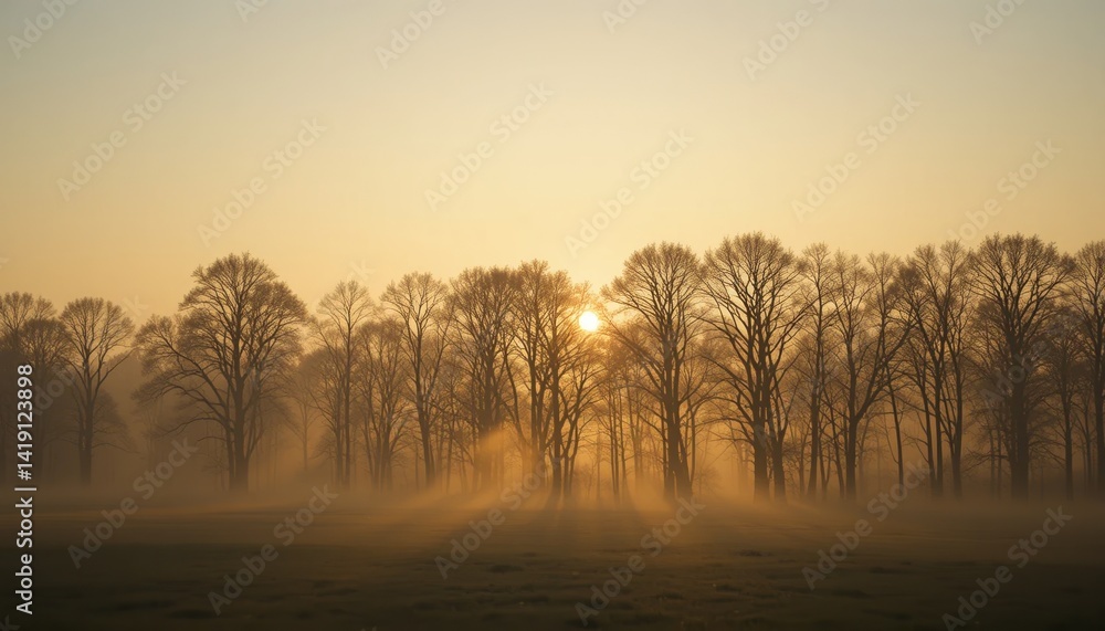 Sunrise over misty forest tranquil landscape nature photography early morning peaceful atmosphere Sunrise over misty forest tranquil landscape nature photography early morning peaceful atmosphere