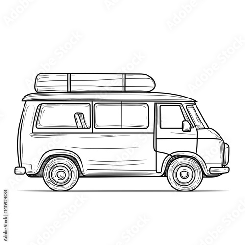 Vintage camper van with roof rack ready for travel  