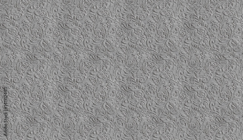 Gray seamless floral damask pattern creating an elegant gray background for various design purposes