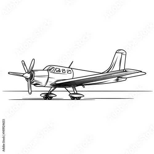 Vintage airplane sketch on a clean background  