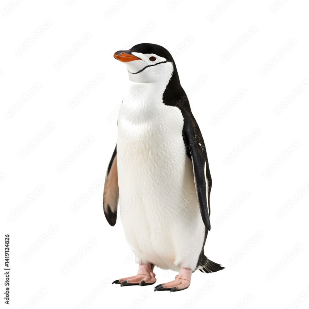 Fototapeta premium Penguin stands on transparent background, wildlife image.