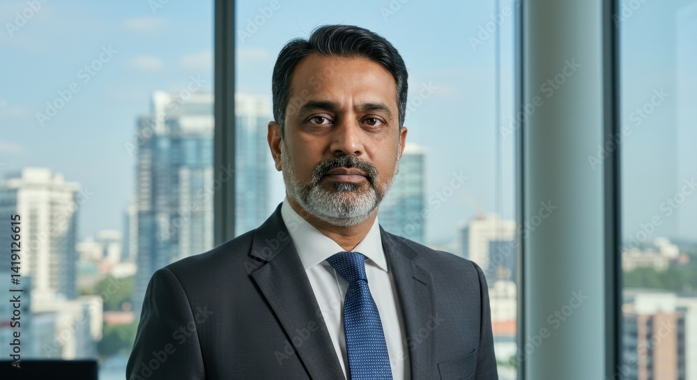 Portrait of a Serious Businessman in a City Office Portrait of a Serious Businessman in a City Office