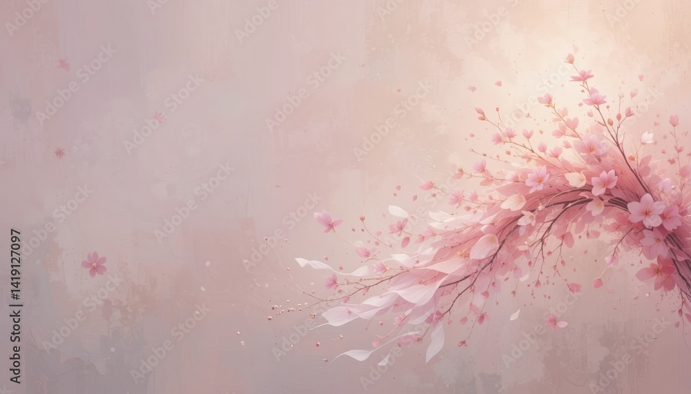Obraz premium Delicate cherry blossom branches in soft pastel background floral art serene environment abstract viewpoint nature concept