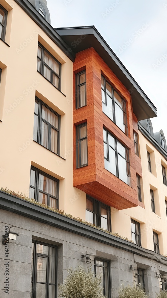 Fototapeta premium Modern Building Exterior Sustainable Design Architectural Detail Glass Facade Luxury A