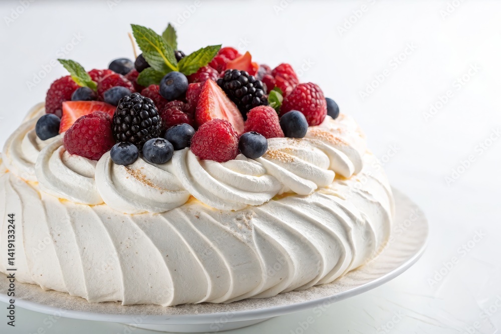 Pavlova Cake with Fresh Berries Pavlova Cake with Fresh Berries