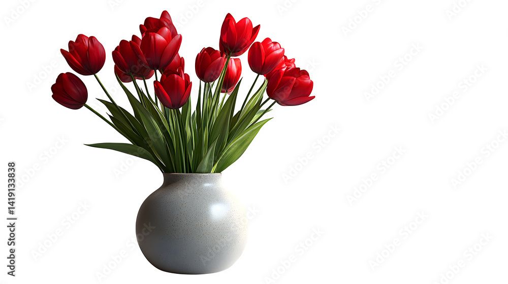 custom made wallpaper toronto digitalMinimalistic tulip design with neutral vase and white backdrop, isolated on white background