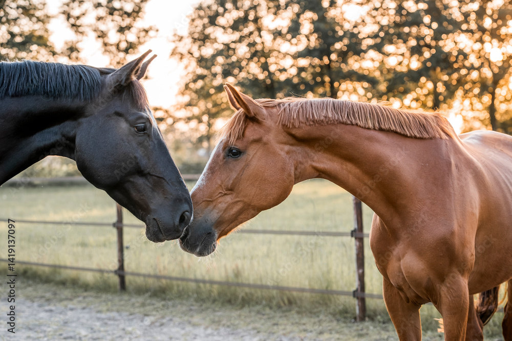 Obraz premium Two horses connection nose to nose