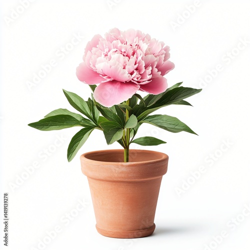 Wallpaper Mural Beautiful Pink Peony Flower in Terracotta Pot Spring Bloom Home Decoration Torontodigital.ca