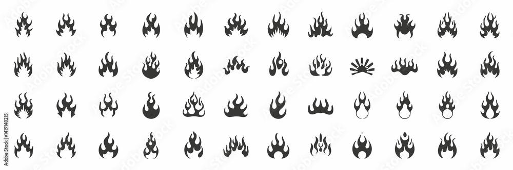 Fire icon set flame symbols and vector collection Fire icon set flame symbols and vector collection