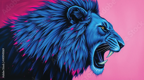 lion with blue fur generate ai .