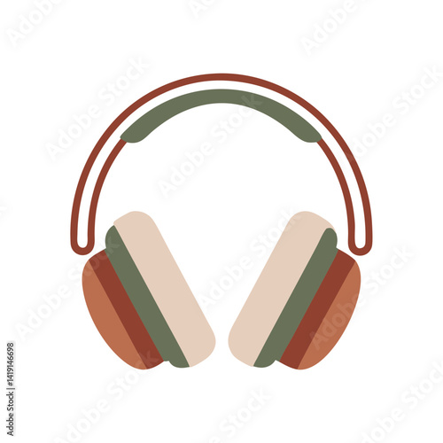 Colorful headphones with one green ear pad on a white background  