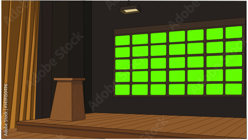 cenário para discurso - com painel com cromakey