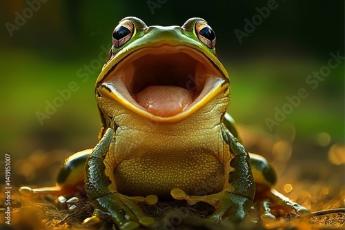 Digital art showcasing a frog that seems to croak or sing, set against a comedic wildlife backdrop.