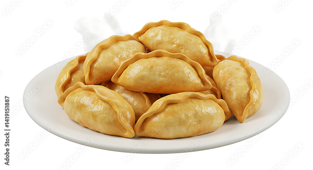 Steaming Plate of Dumplings, Delicious and Appetizing Steaming Plate of Dumplings, Delicious and Appetizing
