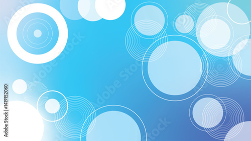 Modern abstract background featuring a smooth blue gradient with scattered white circles of varying sizes and line styles. Clean, fresh, and contemporary design