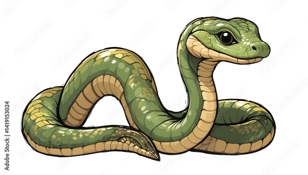 Fototapeta premium Cute cartoon snake illustration