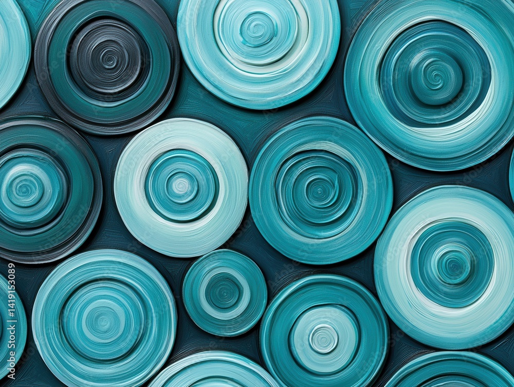 Layered Circular Patterns in Shades of Teal and Aqua Colors Layered Circular Patterns in Shades of Teal and Aqua Colors