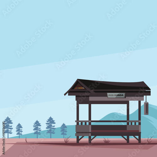 cartoon night guard post vector