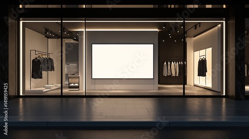 Clothing store front design mockup retail shop window display apparel boutique showcase modern fashion