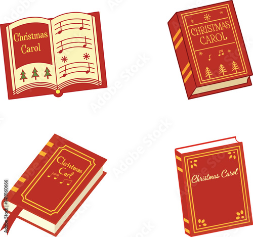 Set of Cartoon Christmas Carol Books – Holiday Songbook Illustrations