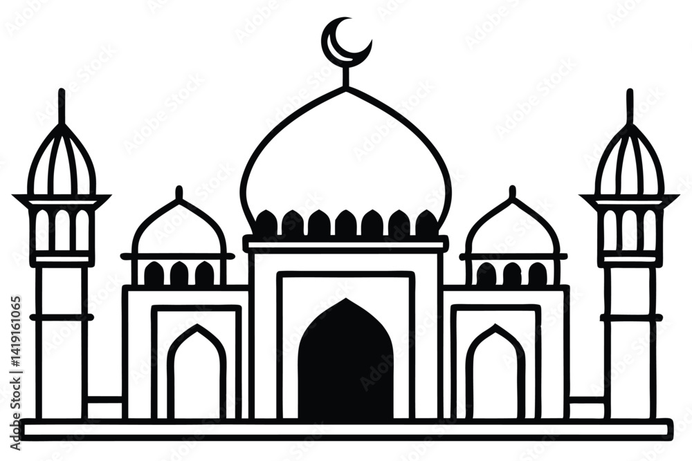 Mosque silhouette vector. Mosque building icon for symbol Eid Mubarak celebration. Ramadan design graphic in Muslim culture and Islam religion. Mosque silhouette vector. Mosque building icon for symbol Eid Mubarak celebration. Ramadan design graphic in Muslim culture and Islam religion.
