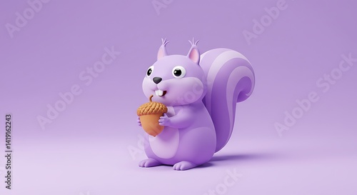 Purple Squirrel Holding Acorn