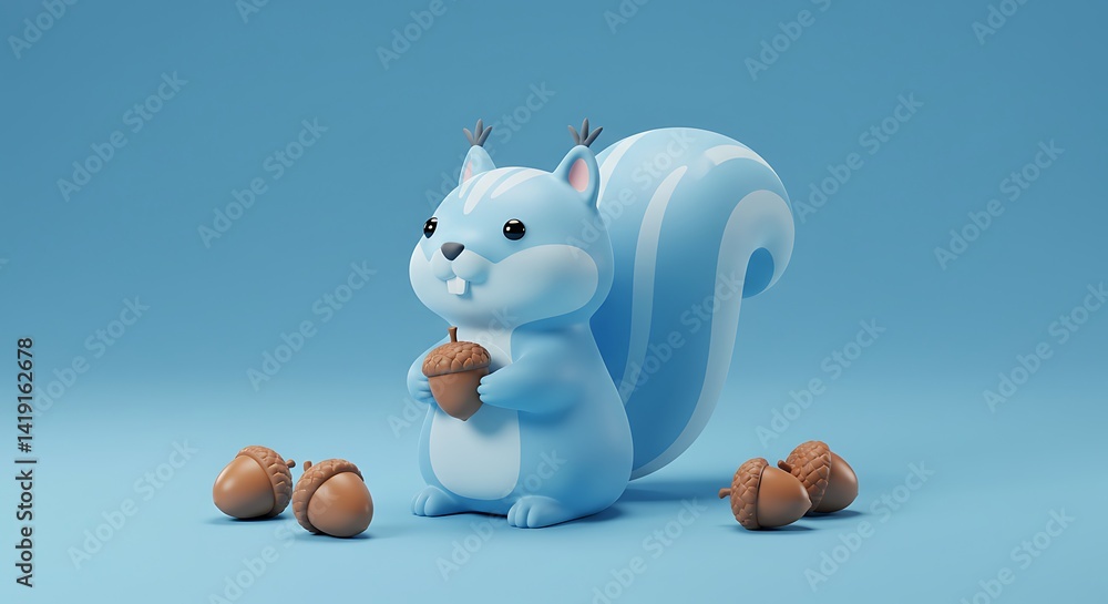 Fototapeta premium Squirrel with Acorn Cartoon Illustration