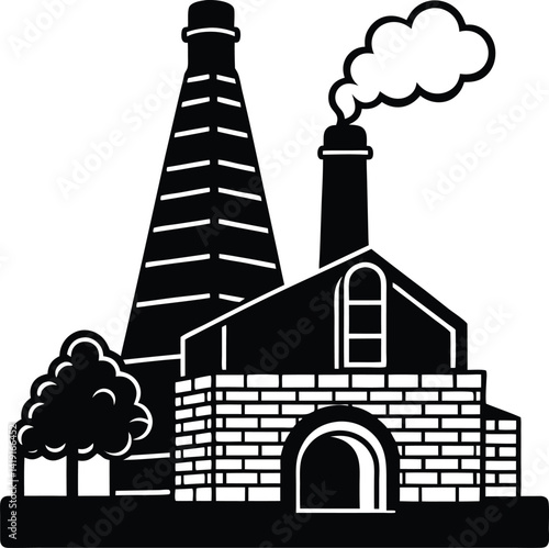 Traditional Brick Kiln in Black | Industrial Silhouette Vector for Print & Digital Crafts