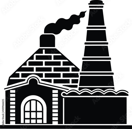 Traditional Brick Kiln in Black | Industrial Silhouette Vector for Print & Digital Crafts