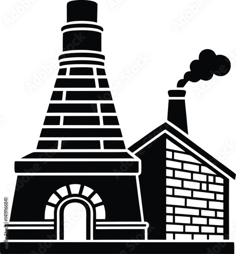 Traditional Brick Kiln in Black | Industrial Silhouette Vector for Print & Digital Crafts