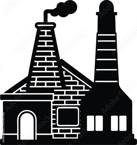 Traditional Brick Kiln in Black | Industrial Silhouette Vector for Print & Digital Crafts