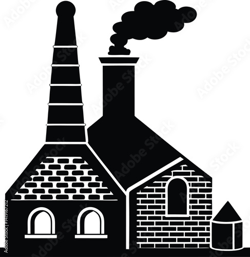 Traditional Brick Kiln in Black | Industrial Silhouette Vector for Print & Digital Crafts