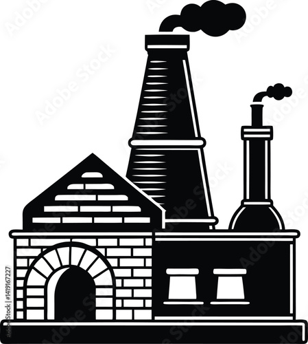 Traditional Brick Kiln in Black | Industrial Silhouette Vector for Print & Digital Crafts