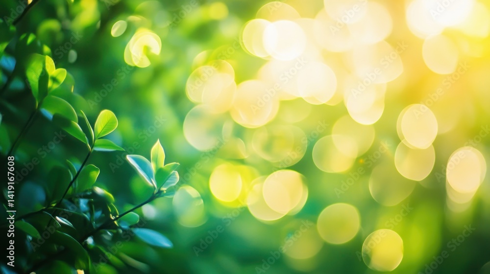 Fototapeta premium Lush greenery bathed in sunlight