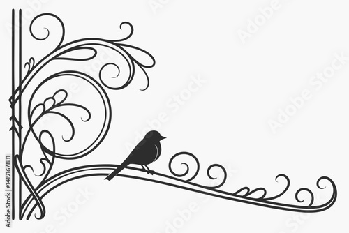 floral background with bird