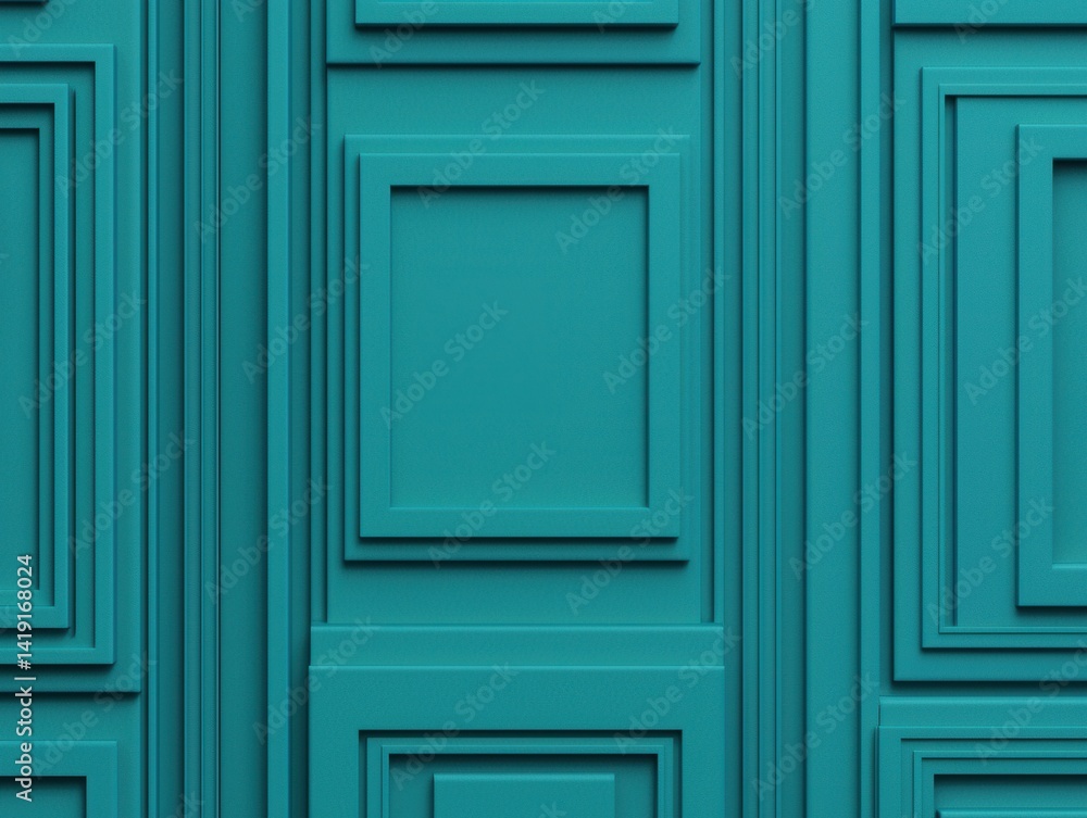 Elegant Teal Wall Paneling with Intricate Design and Texture Elegant Teal Wall Paneling with Intricate Design and Texture