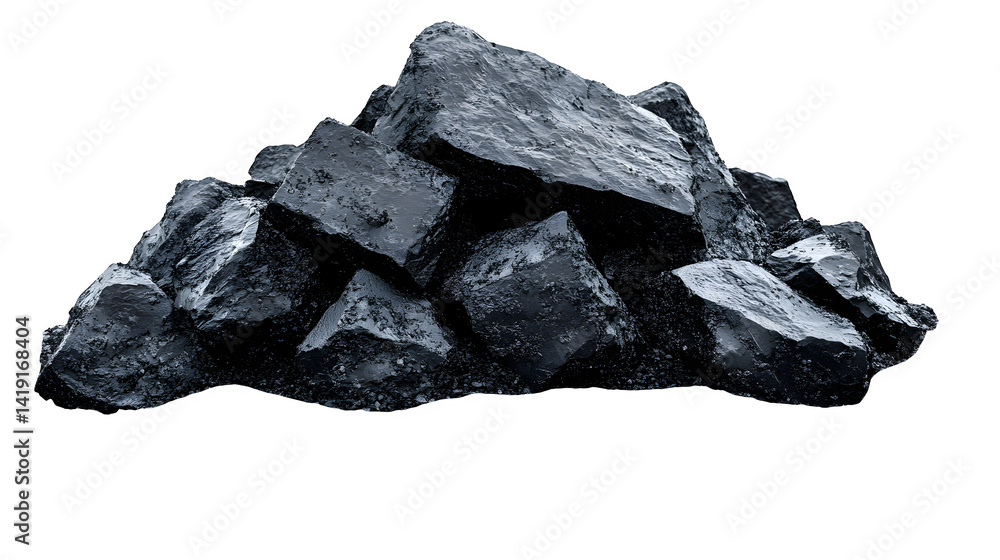 Fototapeta premium Pile of black earth isolated on white background