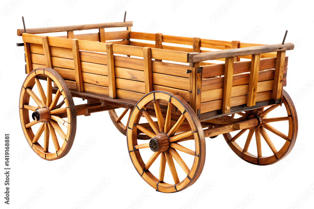 Fototapeta premium wooden carriage on white background