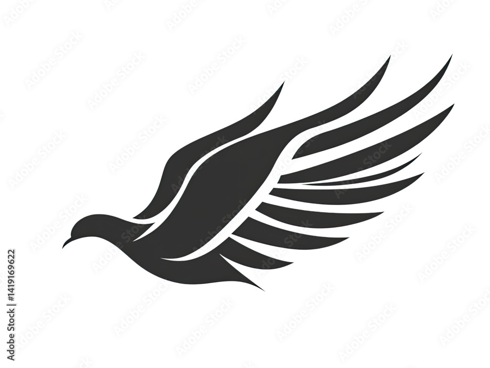 Obraz premium Elegant Black Bird in Flight: A Stylized Avian Design Graphic