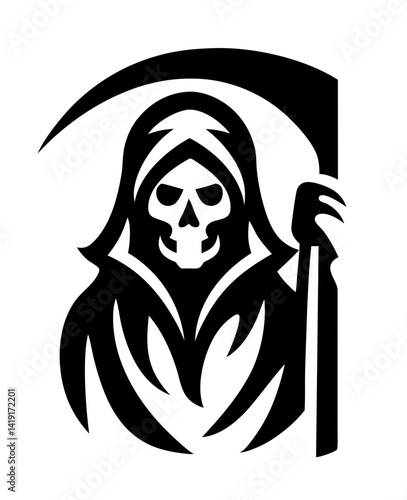 black and white svg vector, Halloween grim reaper icon