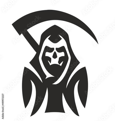 black and white svg vector, Halloween grim reaper icon